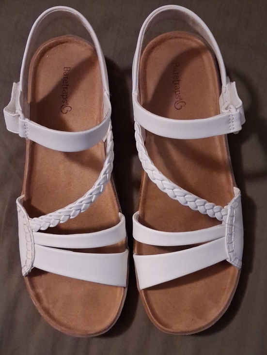BareTraps Shoes - BareTraps White Braided Strap Slingback Sandals